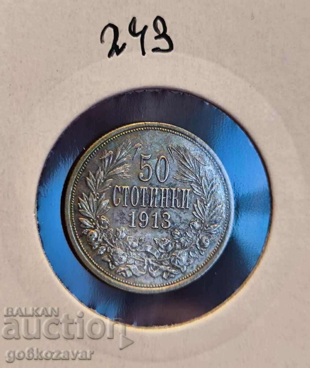 България 50 ст 1913г Сребро UNC