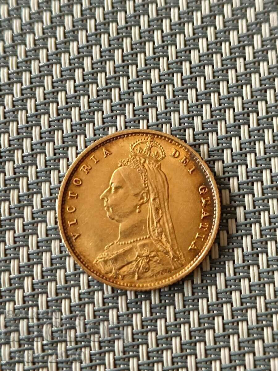 Златна монета Виктория 1887г