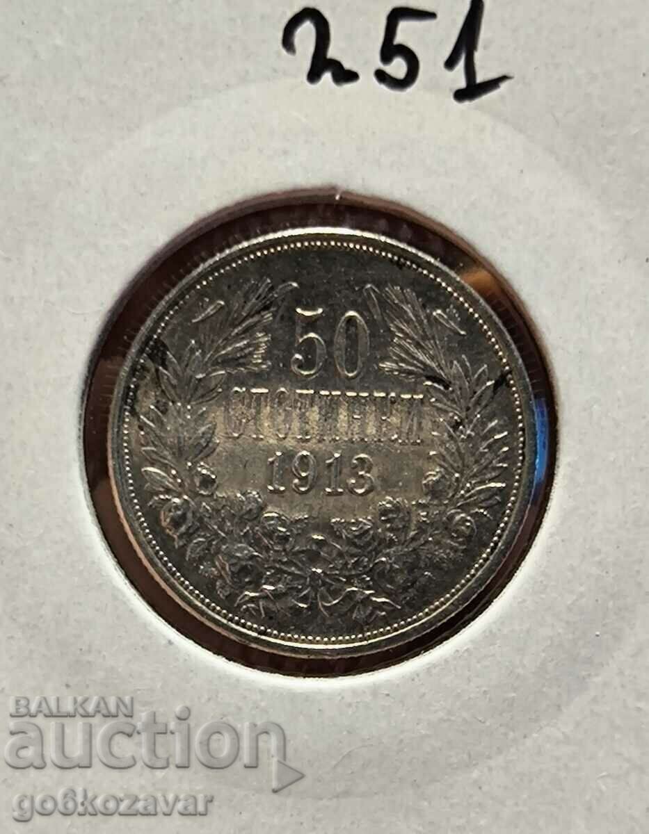 Bulgaria 50 cent 1913 Argint UNC efect PL!