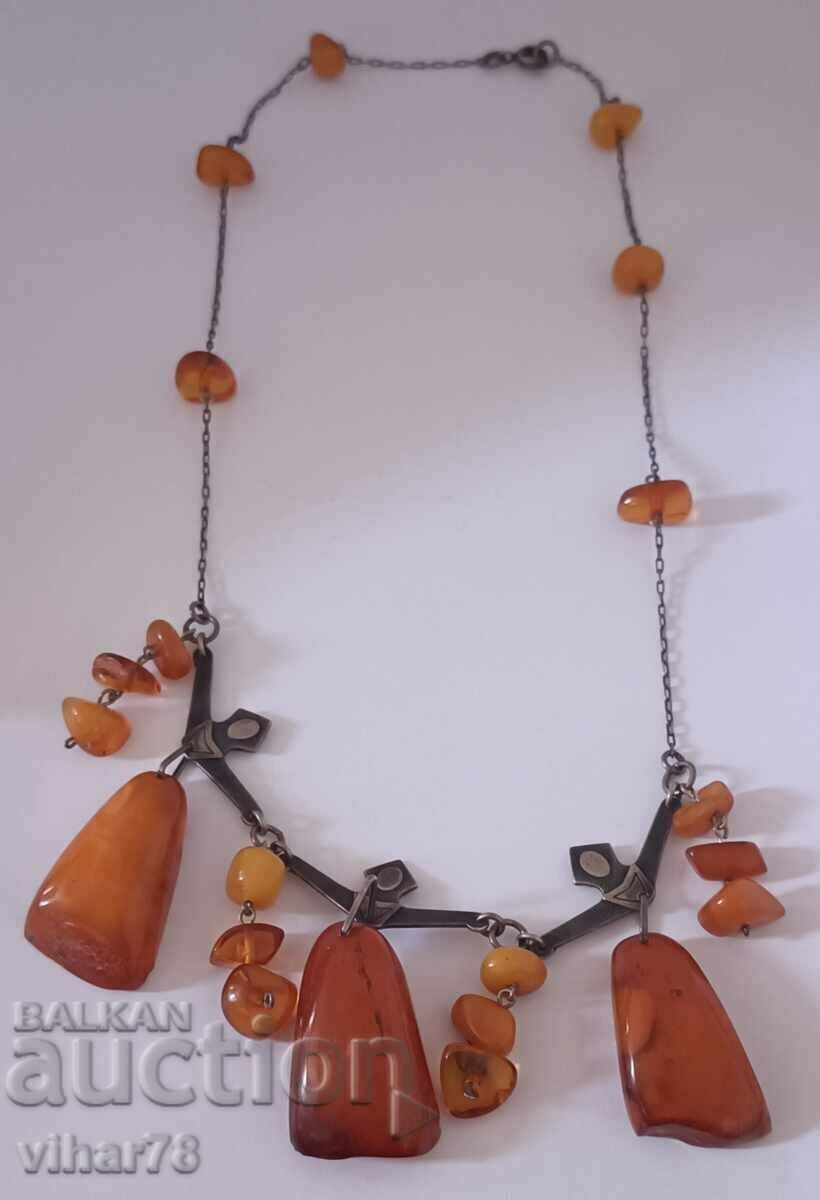Old Russian necklace with amber - 7