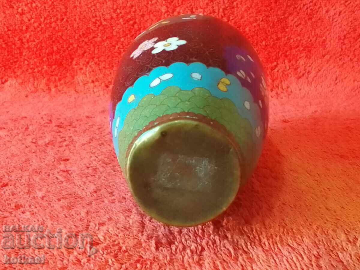 Old vase 15.5 cm cellular enamel cloisonne cloisonne Asia - 5 Old vase 15.5 cm cellular enamel cloisonne cloisonne Asia - 5