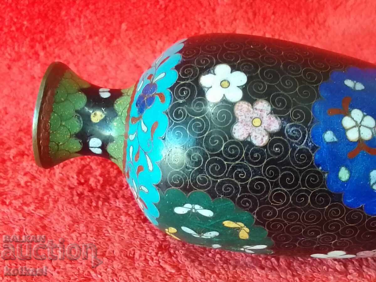 Old vase 15.5 cm cellular enamel cloisonne cloisonne Asia - 6 Old vase 15.5 cm cellular enamel cloisonne cloisonne Asia - 6