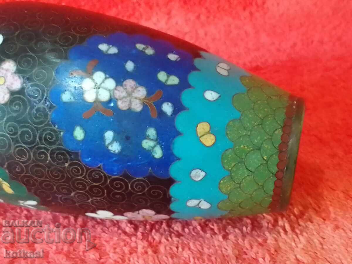 Old vase 15.5 cm cellular enamel cloisonne cloisonne Asia - 7 Old vase 15.5 cm cellular enamel cloisonne cloisonne Asia - 7