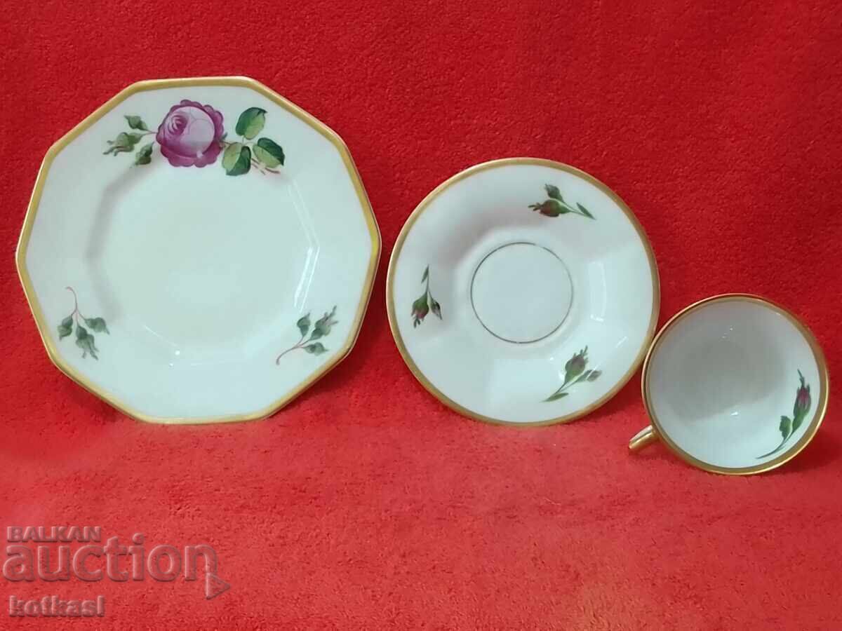 Auction Old triple set cup two plates Rosenthal Hand painted Germa Auction Old triple set cup two plates Rosenthal Hand painted Germa