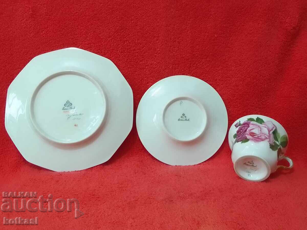 Delivery of Old triple set cup two plates Rosenthal Hand painted Germa Delivery of Old triple set cup two plates Rosenthal Hand painted Germa