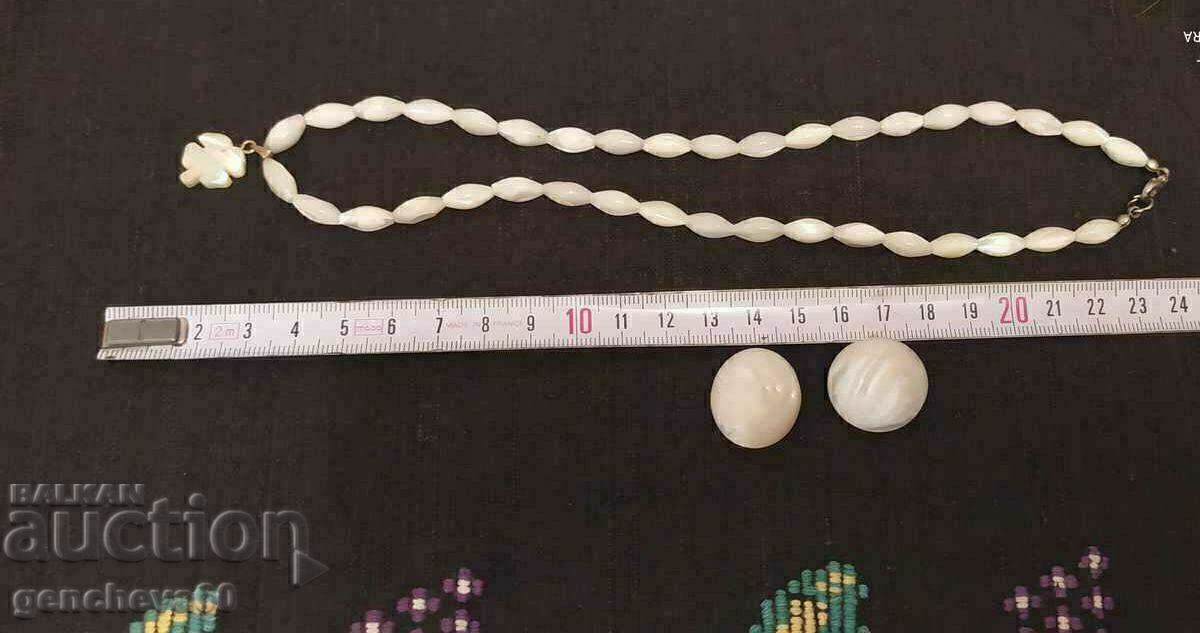 Колие от седефени мъниста и обеци - 5