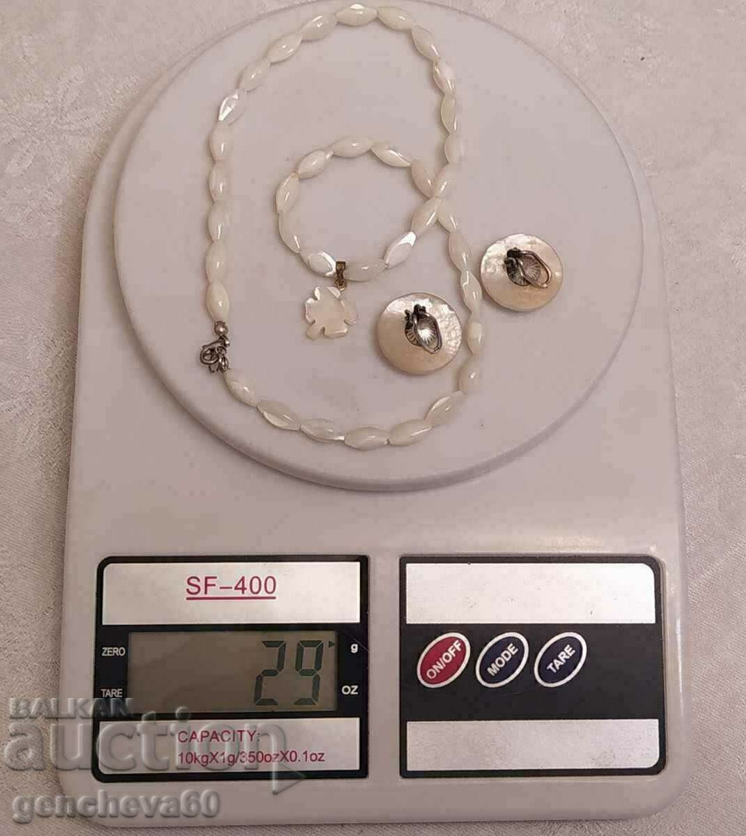 Mother of pearl bead necklace and earrings - 7 Mother of pearl bead necklace and earrings - 7