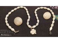 Mother of pearl bead necklace and earrings