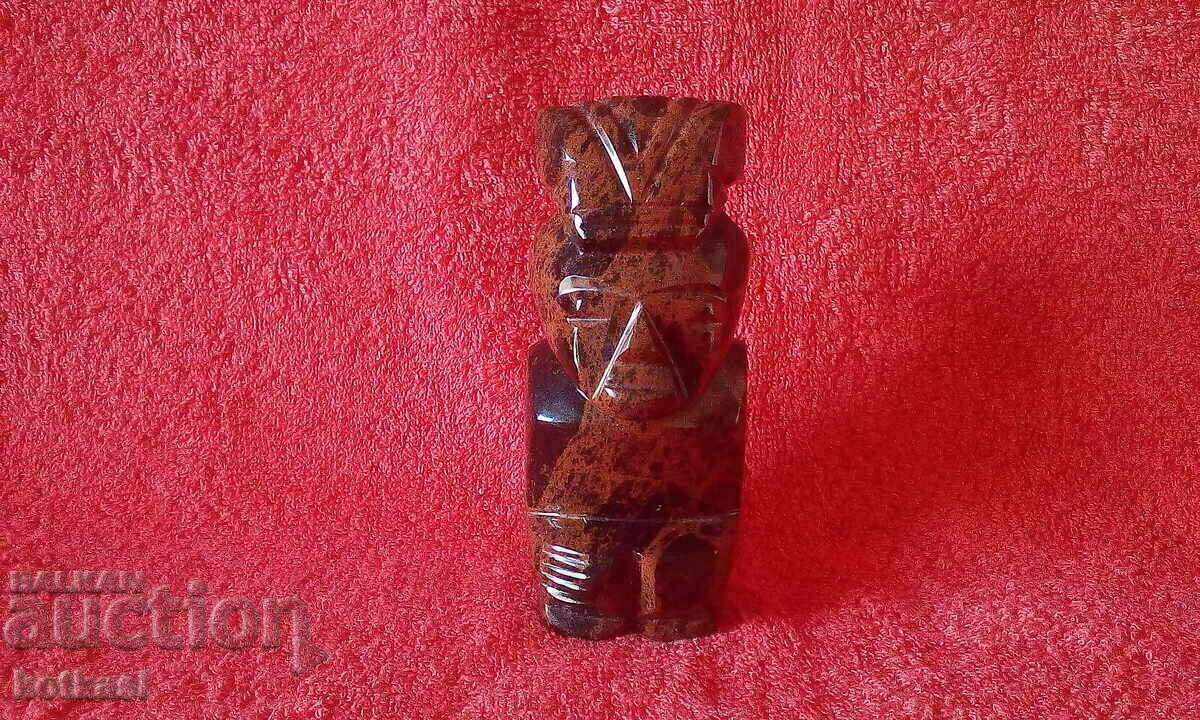 Old Obsidian Deity Figure South America Mayan