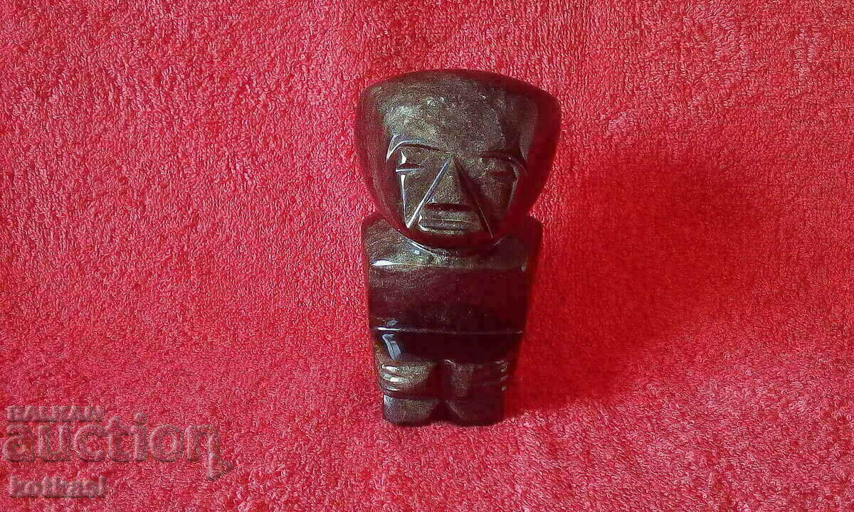 Old Obsidian Deity Figure South America Mayan