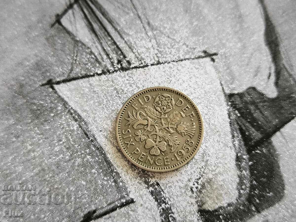 Монета - Великобритания - 6 пенса | 1958г.