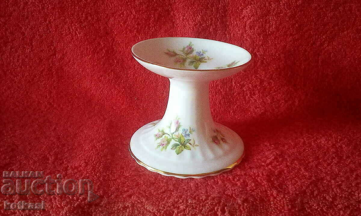 Old porcelain candle holder England Royal Albert gilt flowers Old porcelain candle holder England Royal Albert gilt flowers