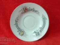 Old porcelain plate with inscriptions Faith Hope Love