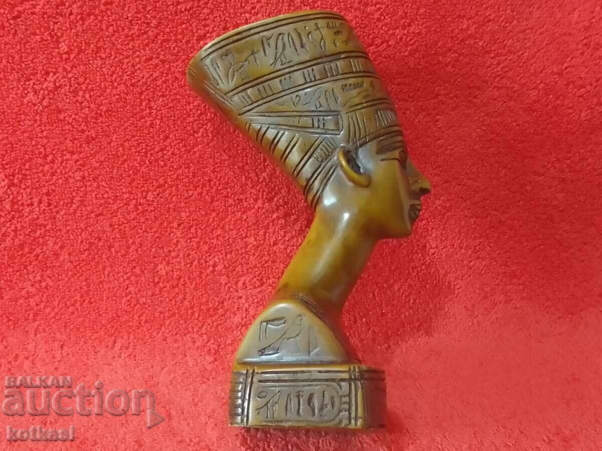 Old Massive Solid Bust Head Female Nefertiti Pharaoh Egypt - 6