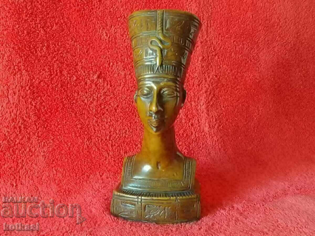 Old Massive Solid Bust Head Female Nefertiti Pharaoh Egypt