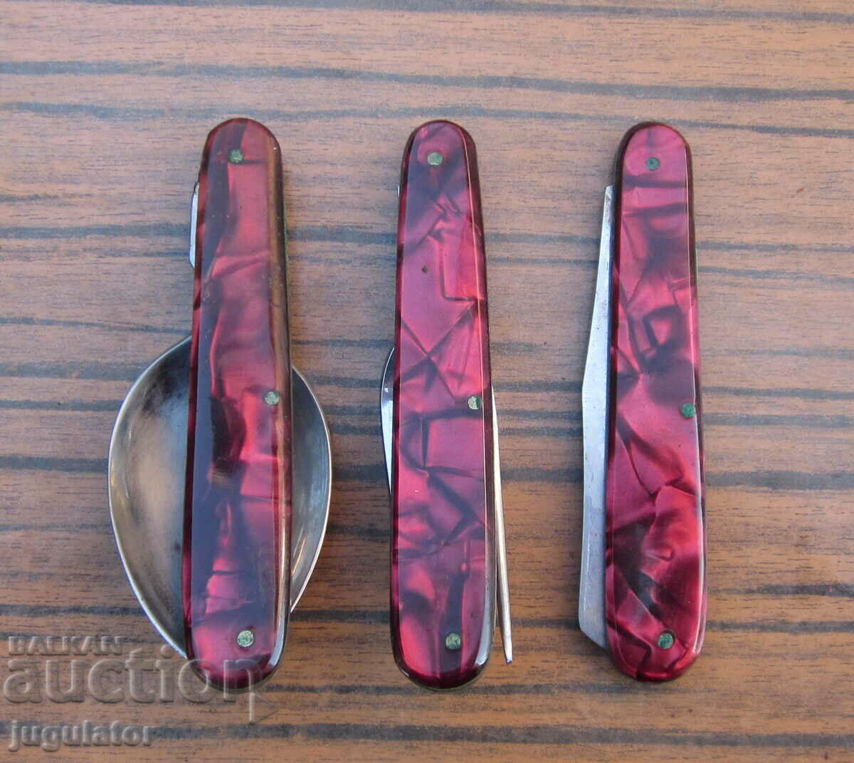 стар Български туристически комплект нож вилица лъжица