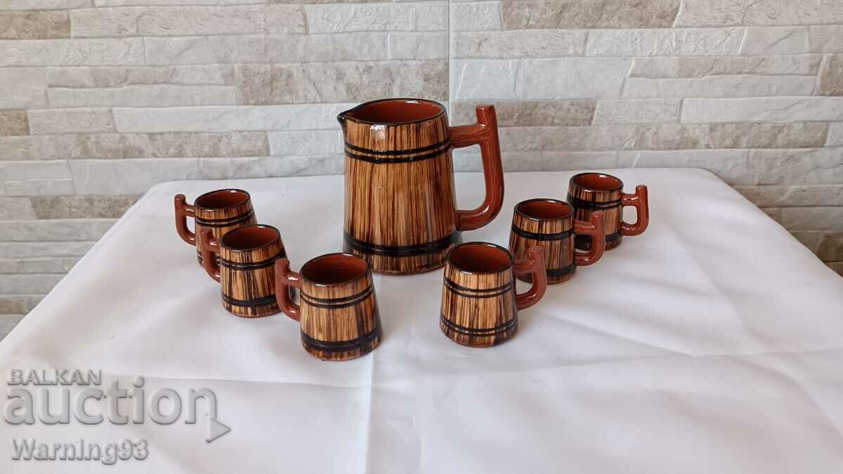 Brandy service - burenza - 7 pieces - Bulgarian ceramics