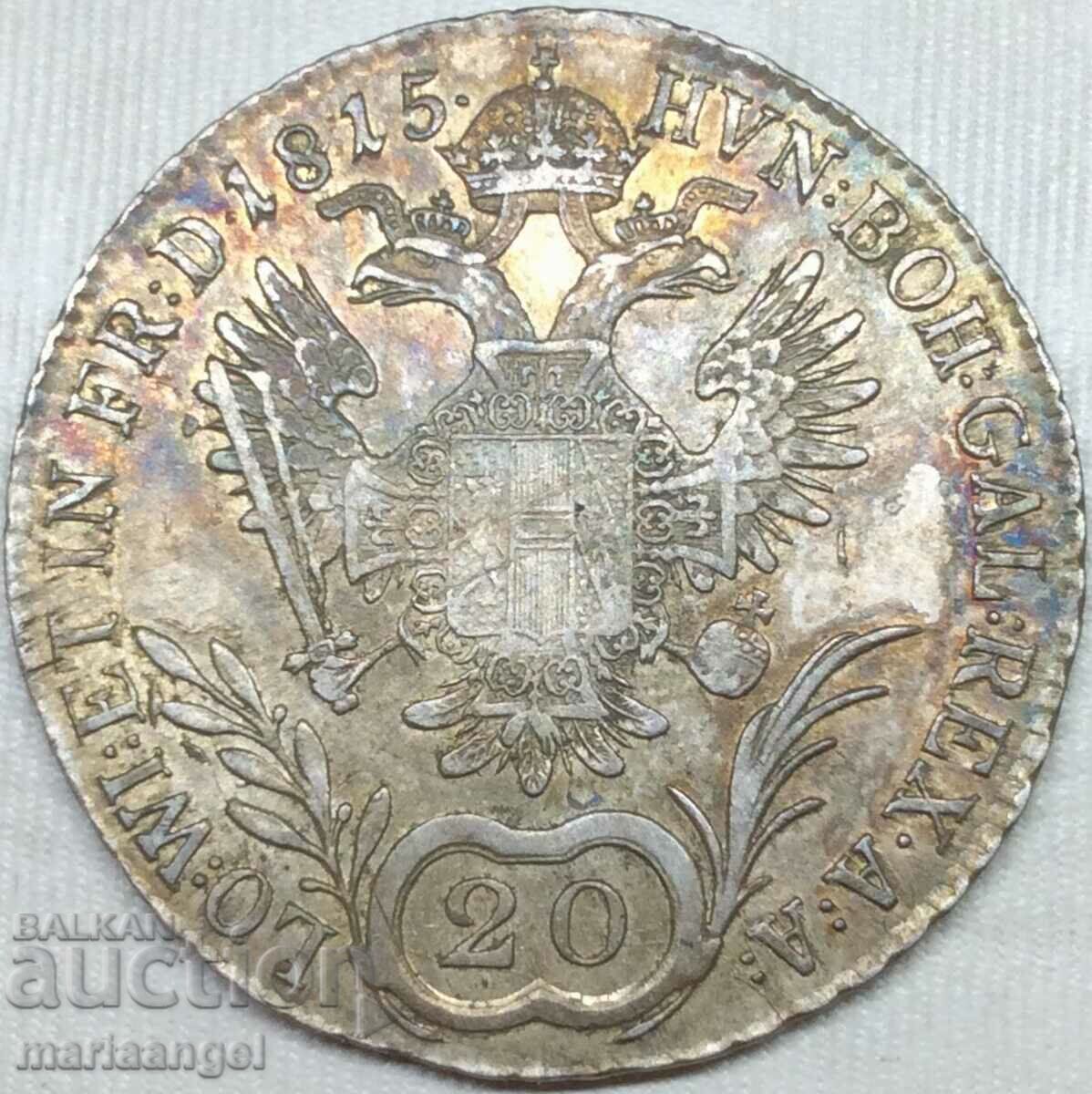 20 kreuzers 1815 Austria V-Kremnitz silver Gold Patina