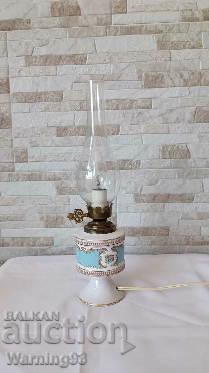 Auction Old French porcelain lamp - PEINT A LA MAIN - T.LIMOGE Auction Old French porcelain lamp - PEINT A LA MAIN - T.LIMOGE