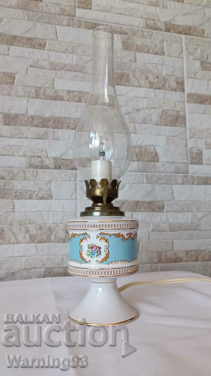 Стара френска порцеланова лампа - PEINT A LA MAIN - T.LIMOGE