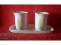 Lot of two old cup tray KPM porcelain Handmade Germany