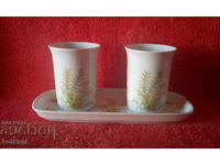 Lot of two old cup tray KPM porcelain Handmade Germany