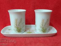 Lot of two old cup tray KPM porcelain Handmade Germany