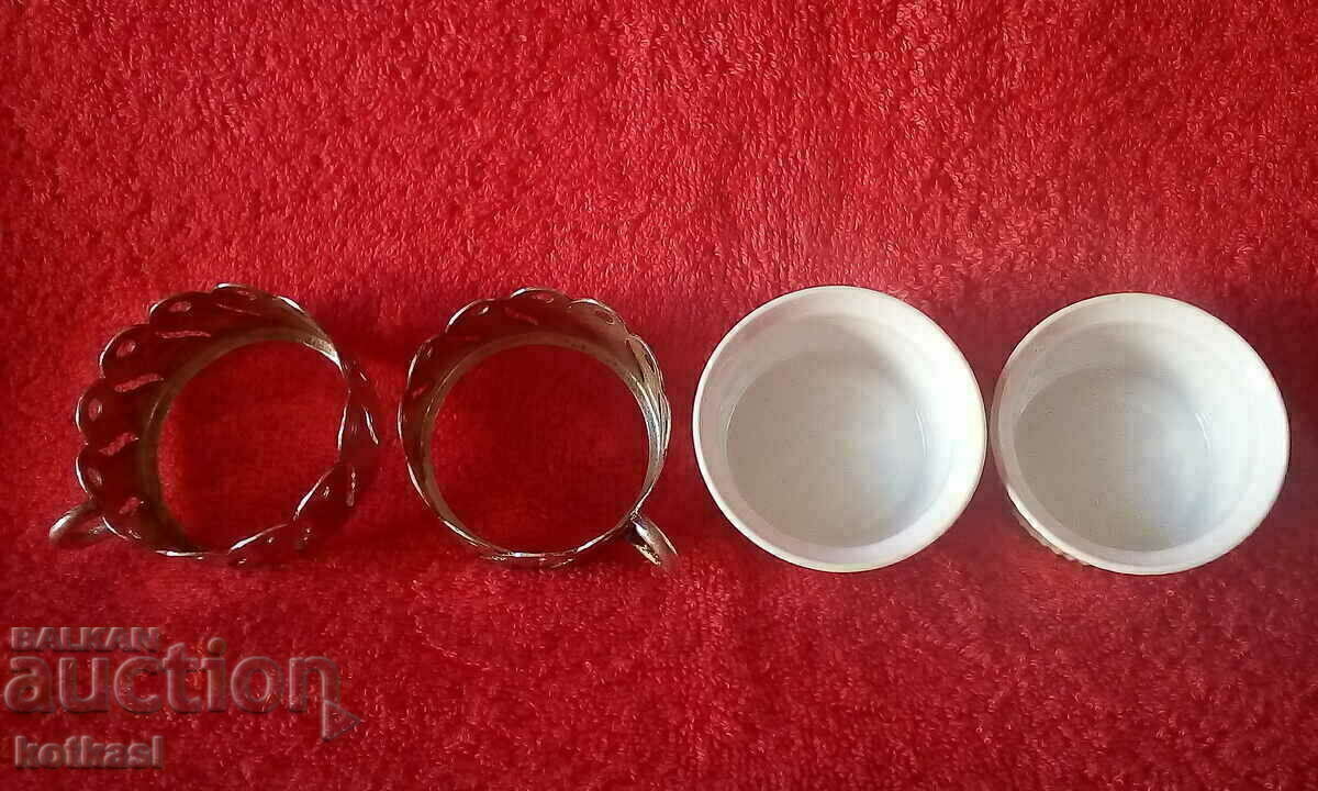 Lot of two Limoges France stemmed porcelain cups - 5 Lot of two Limoges France stemmed porcelain cups - 5