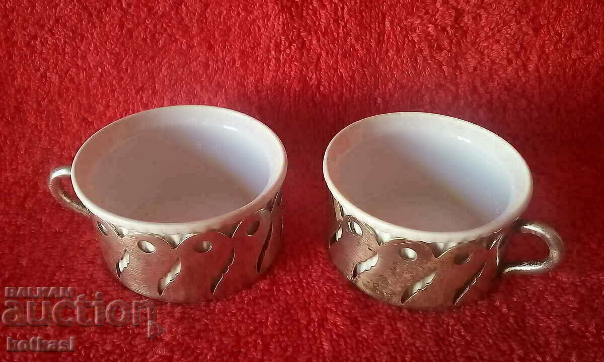Lot of two Limoges France stemmed porcelain cups - 6 Lot of two Limoges France stemmed porcelain cups - 6