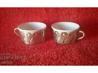 Lot of two Limoges France stemmed porcelain cups