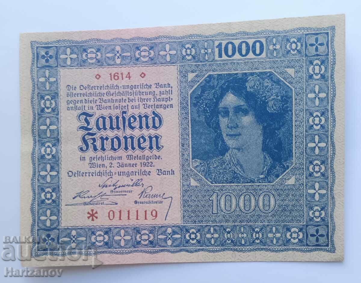 1000 крони Австро-Унгария  / 1000 kronen 1922 UNC!