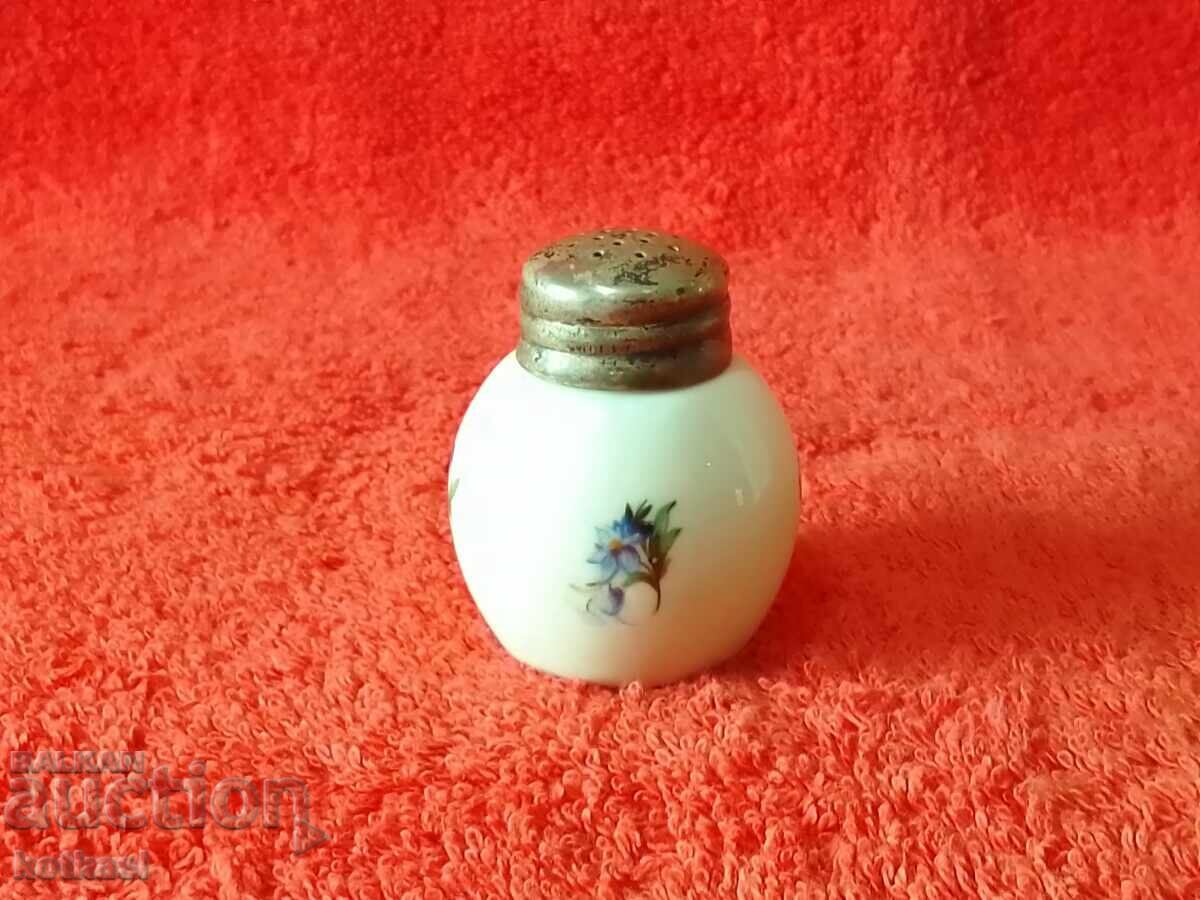 Auction Old porcelain salt and sugar set Auction Old porcelain salt and sugar set