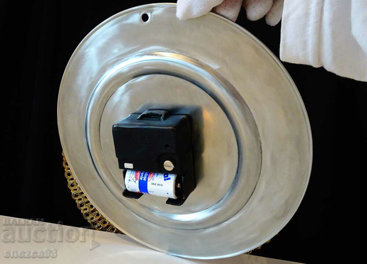 Pewter wall clock, W.Germany. - 6 Pewter wall clock, W.Germany. - 6