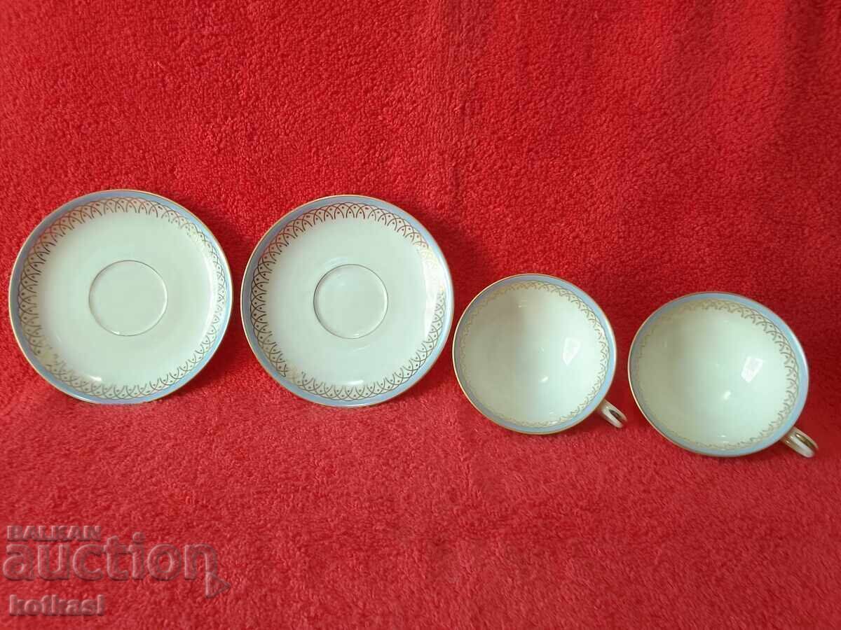 Delivery of Two double sets of porcelain cups and saucers Thomas Rosenthal Mocha