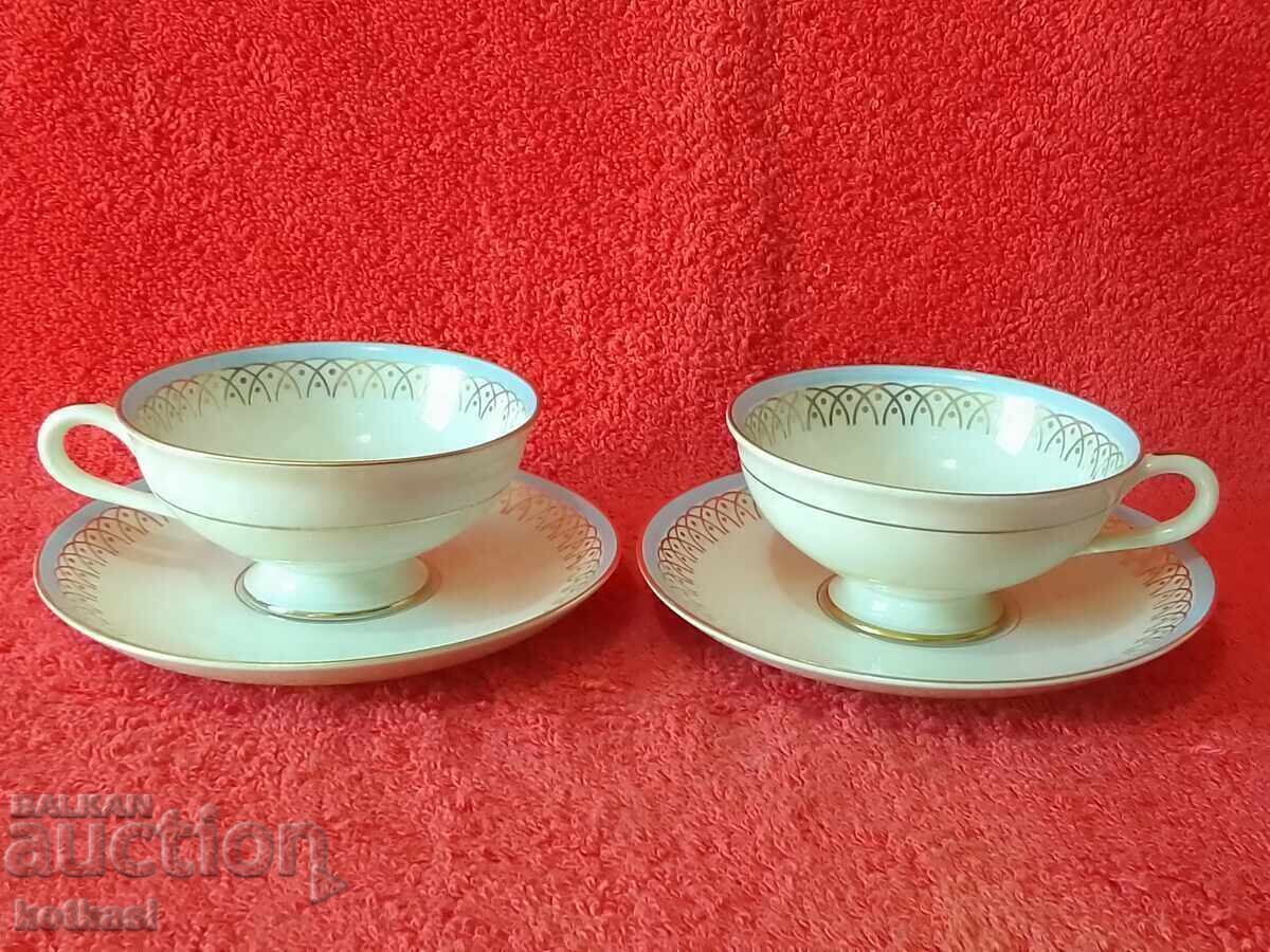 Two double sets of porcelain cups and saucers Thomas Rosenthal Mocha