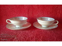 Two double sets of Thomas Rosenthal porcelain cups and saucers