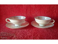 Two double sets of Thomas Rosenthal porcelain cups and saucers