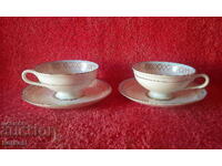 Two double sets of Thomas Rosenthal porcelain cups and saucers