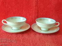 Două seturi duble de căni și farfurioare din porțelan Thomas Rosenthal Mocha