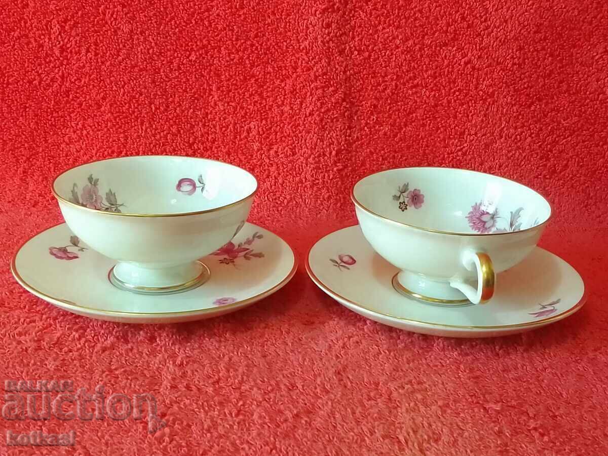 Auction Two double sets of porcelain cups and saucers Thomas Rosenthal Mocha Auction Two double sets of porcelain cups and saucers Thomas Rosenthal Mocha