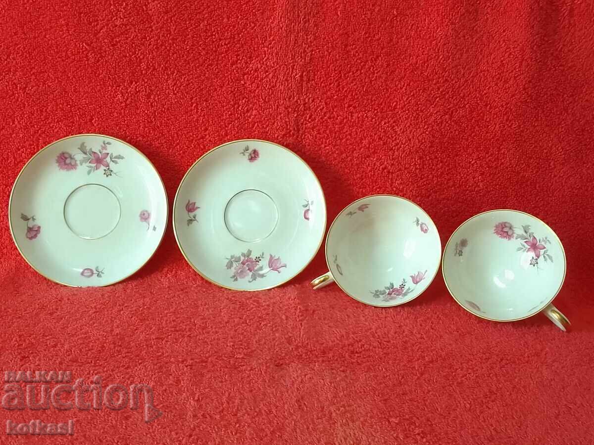 Delivery of Two double sets of porcelain cups and saucers Thomas Rosenthal Mocha Delivery of Two double sets of porcelain cups and saucers Thomas Rosenthal Mocha