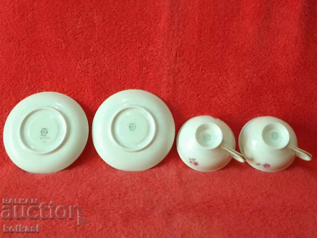 Two double sets of porcelain cups and saucers Thomas Rosenthal Mocha - 6 Two double sets of porcelain cups and saucers Thomas Rosenthal Mocha - 6