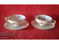 Two double sets of Thomas Rosenthal porcelain cups and saucers