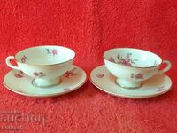 Două seturi duble de căni și farfurioare din porțelan Thomas Rosenthal Mocha