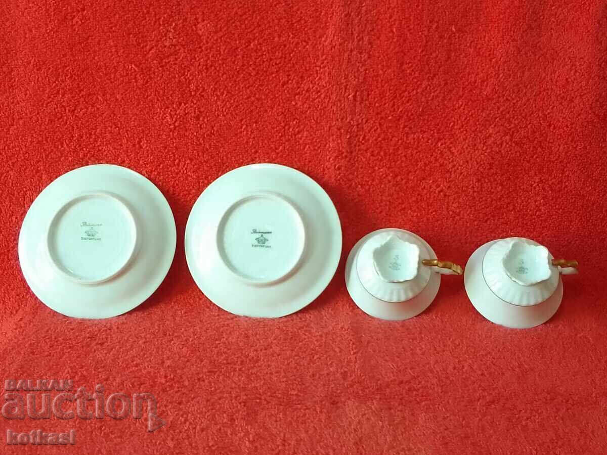 Two old porcelain double sets Silesia gilded Mocha - 5