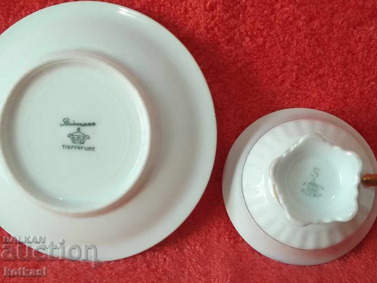 Two old porcelain double sets Silesia gilded Mocha - 6