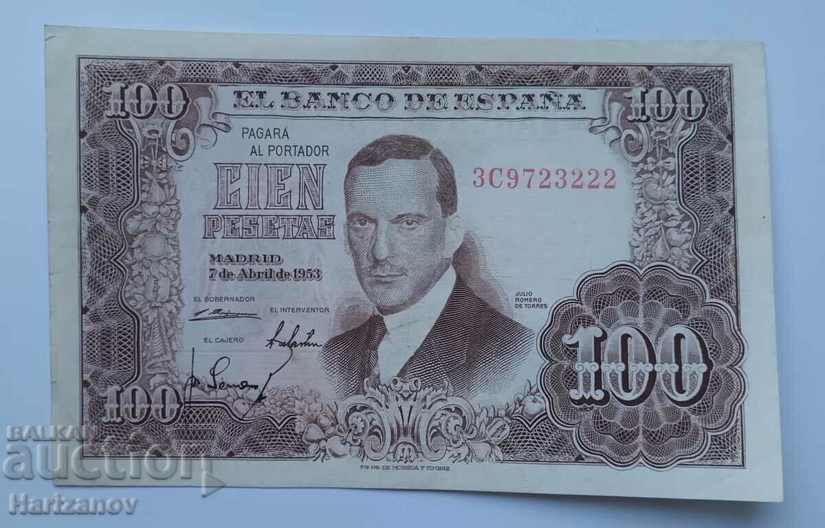 100 песети Испания 1953  / 100 pesetas 1953 XF+