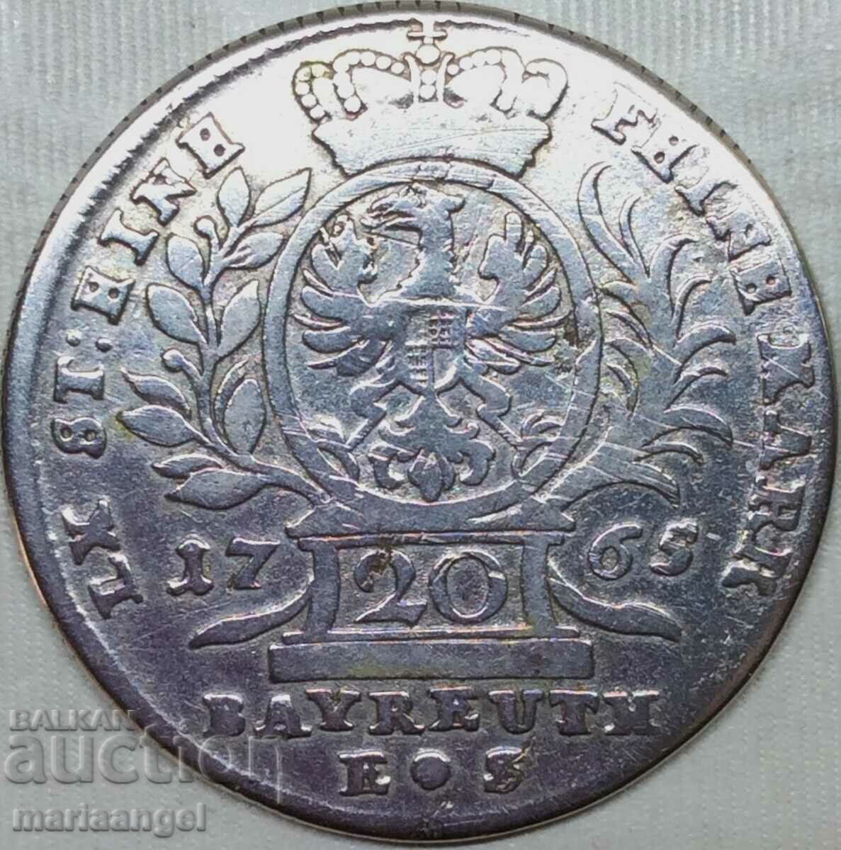 20 Kreuzer 1765 Germania Brandenburg Bayreuth Argint