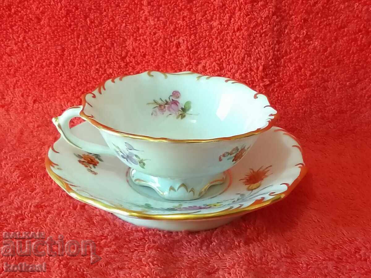 Auction Old double porcelain set cup plate gilding MEISSEN Mocha Auction Old double porcelain set cup plate gilding MEISSEN Mocha