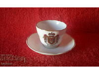 Old double china set cup plate gilt Thomas Hand ra